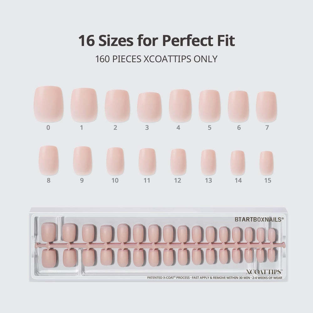 BTArtboxnails XCOATTIPS-16-tallas: ajuste perfecto con 16 tallas incluidas.