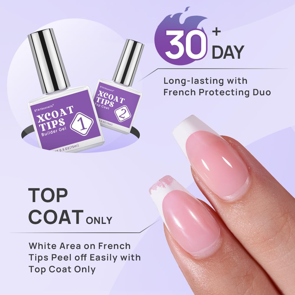 BTArtboxnails XCOATTIPS uso rápido con curado de 45–60 segundos para completar la manicura.