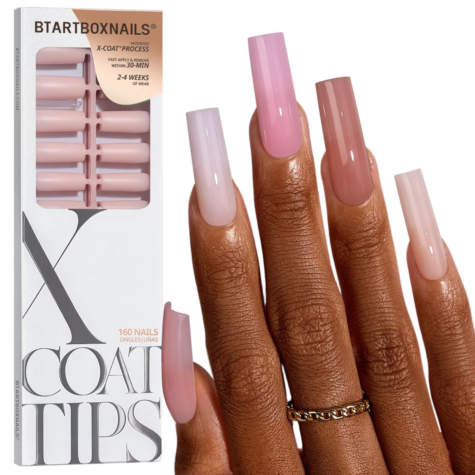BTArtboxnails XCOATTIPS Uñas postizas en 5 tonos neutros para pieles diversas.