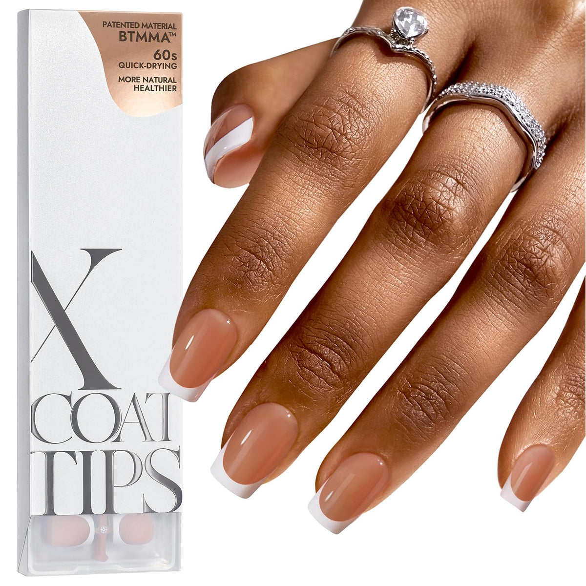 BTArtboxnails XCOATTIPS brown French tip press-ons for quick DIY nail art