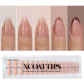 BTArtboxnails XCOATTIPS French Tip Press-On Nails – Short Almond, Soft Gel