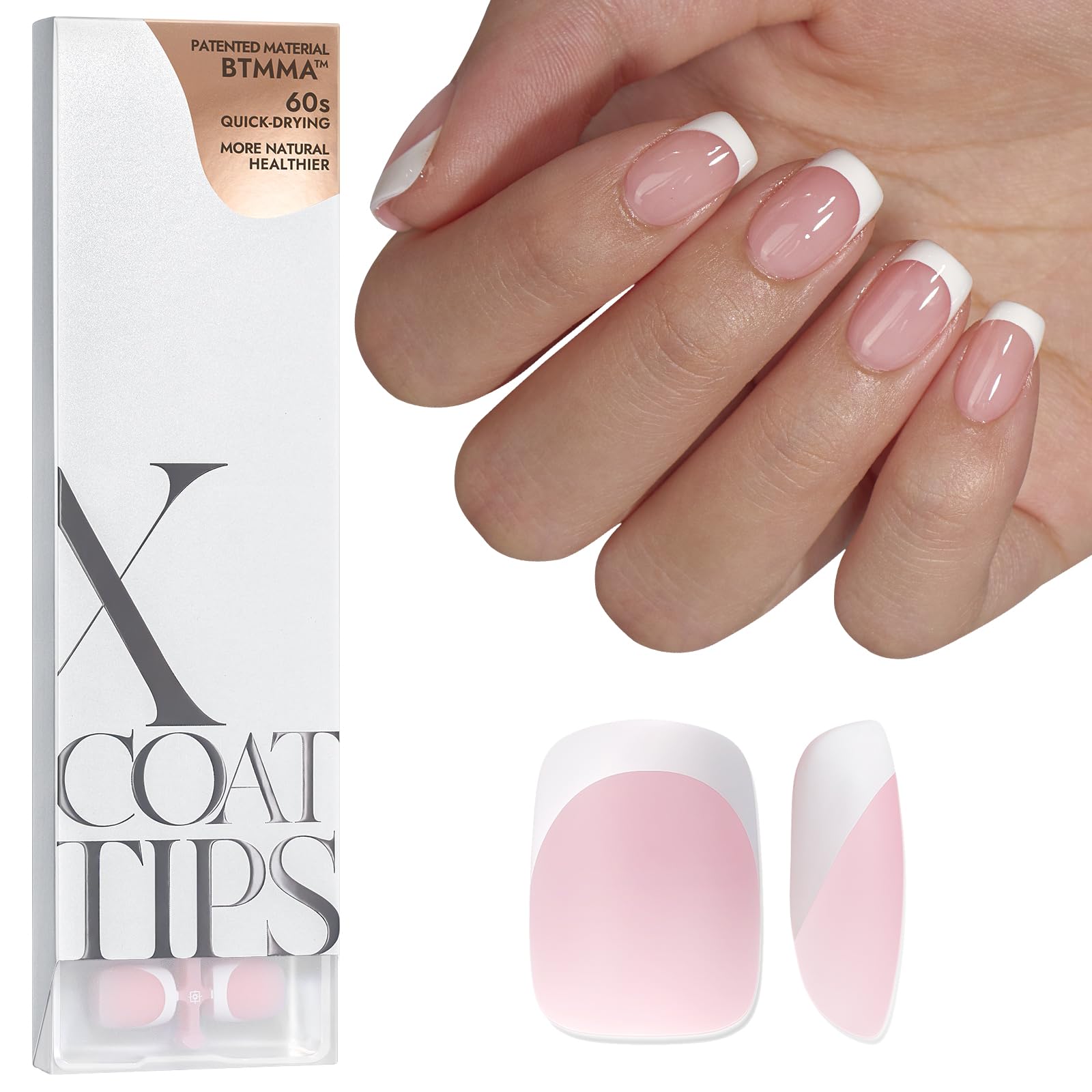 BTArtboxNails XCOATTIPS French nails with pink tips for extra-short square shape