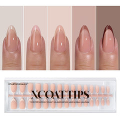 BTArtboxnails XCOATTIPS French tip nails almond shape with soft gel for easy wear.