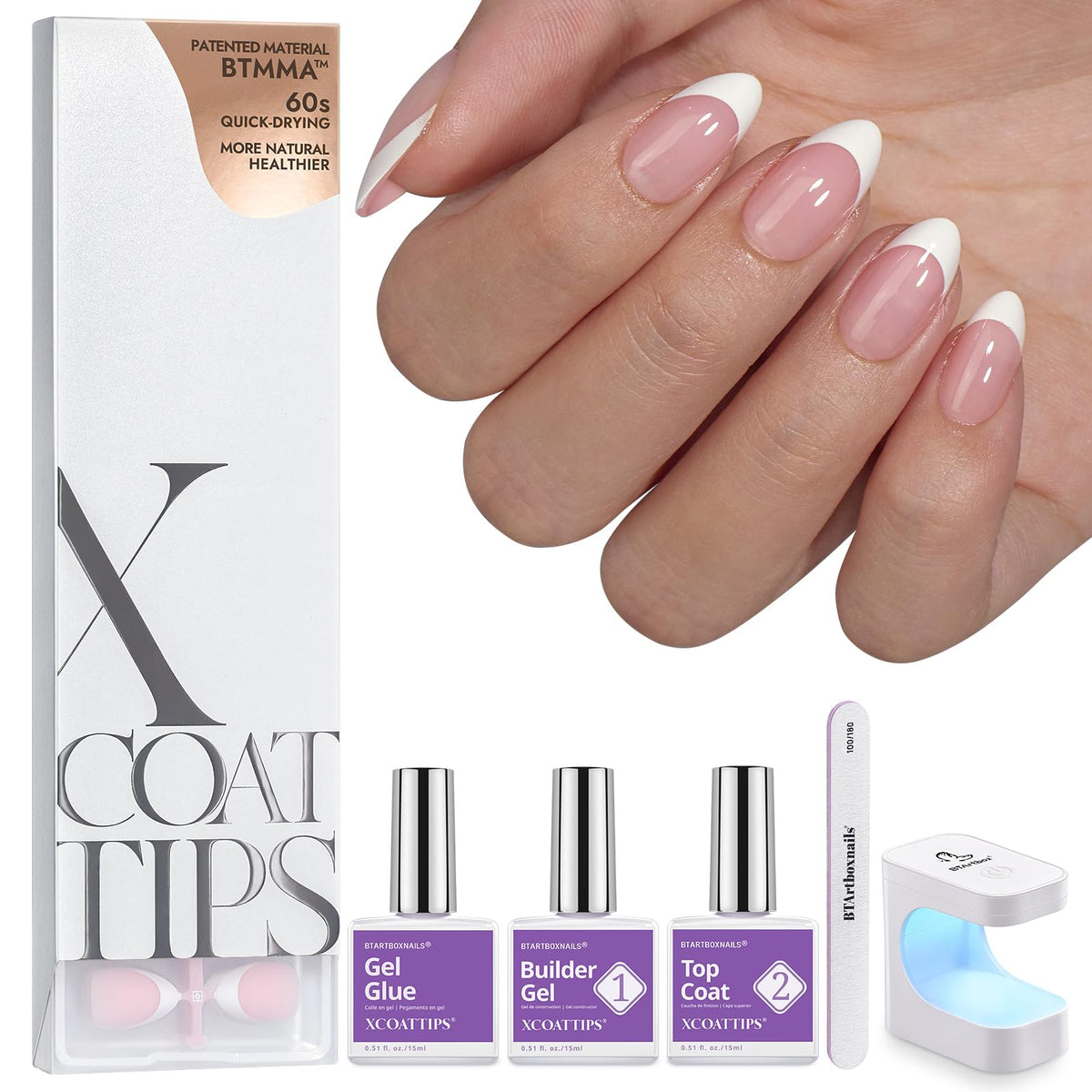 BTArtboxnails XCOATTIPS short almond nails for a flawless at-home French manicure.