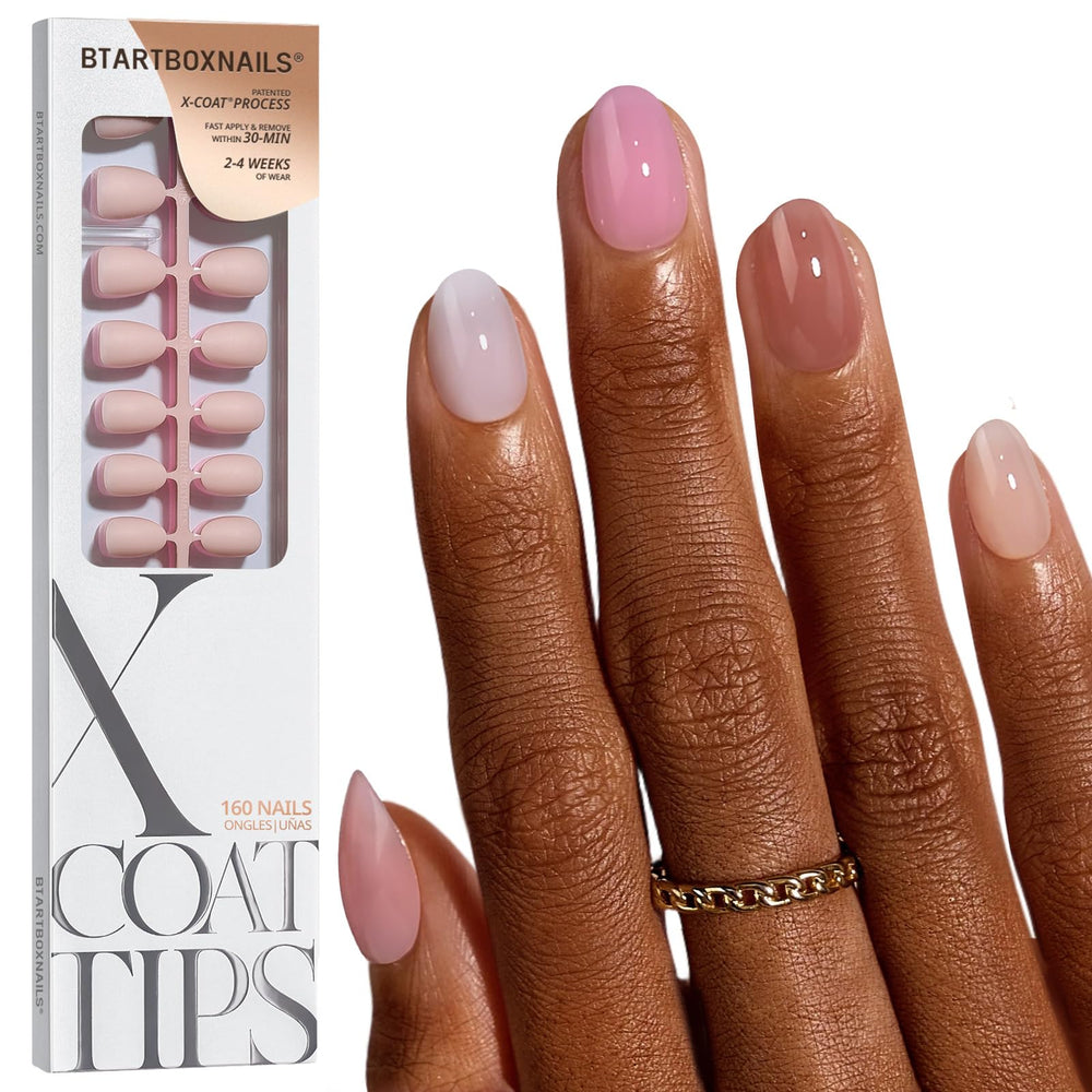 BTArtboxnails XCOATTIPS tonos desnudos 01: aplicación suave para uñas naturales.