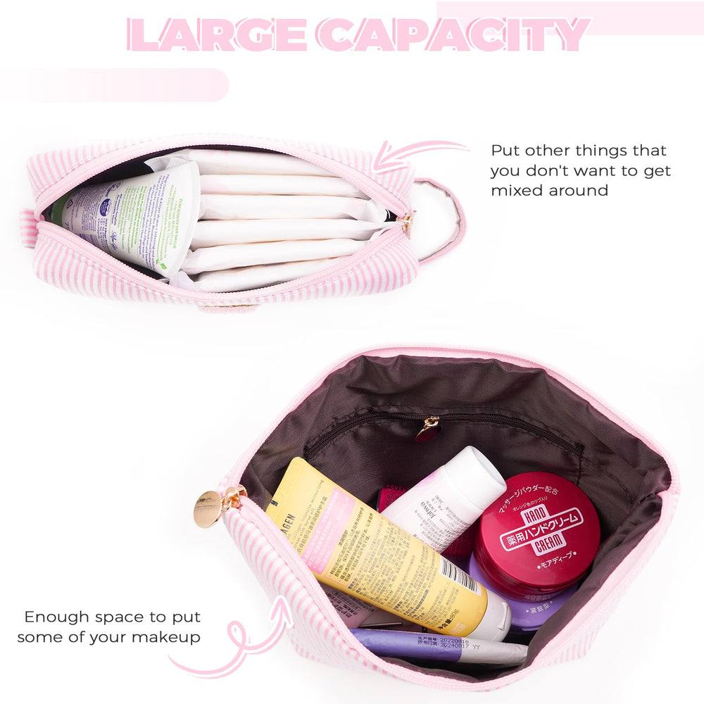 Btffitting large canvas makeup bag holds essentials for school or travel.