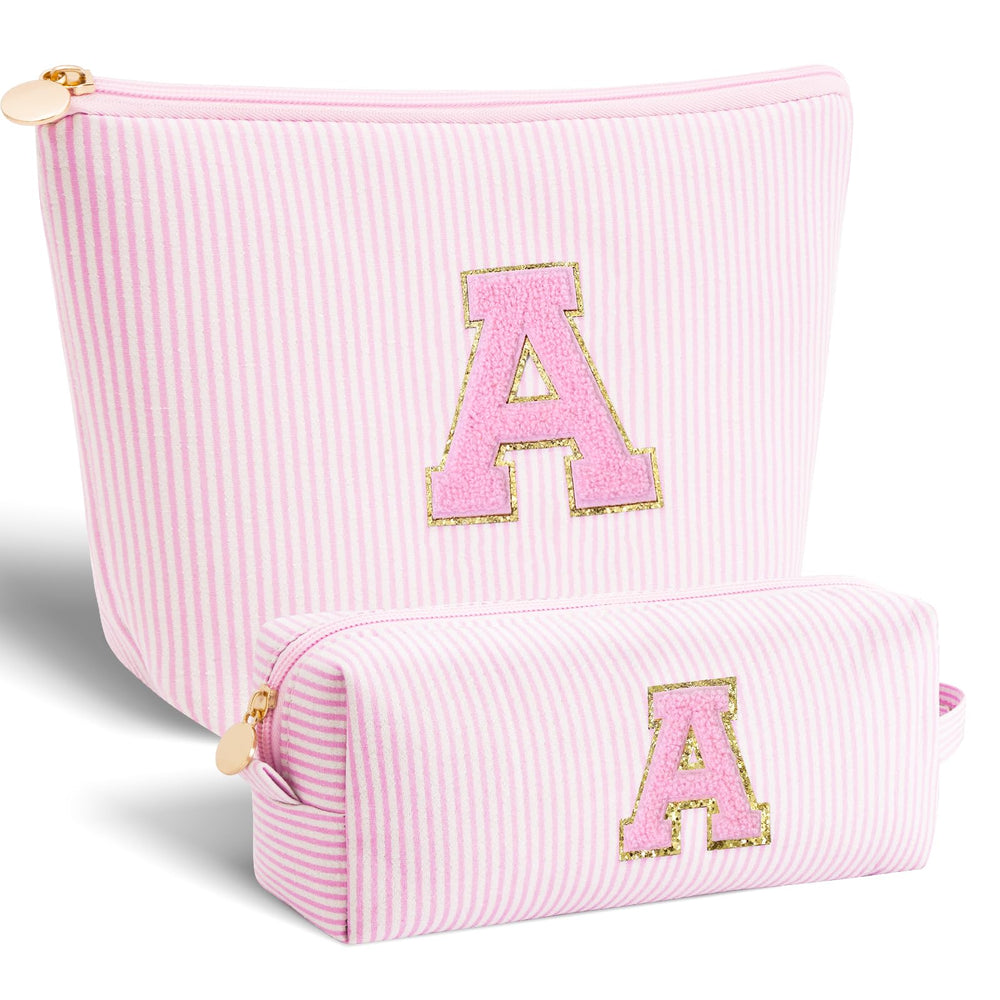 Btffitting makeup bag set pink full view for organized daily cosmetics.