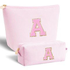Btffitting makeup bag set pink full view for organized daily cosmetics.
