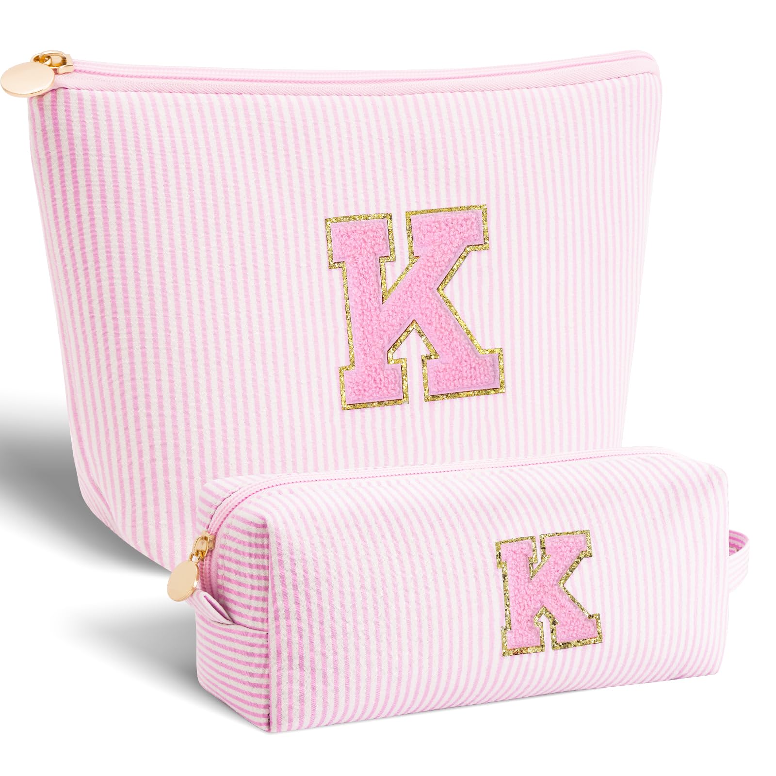 Btffitting monogram makeup bag teens pink large capacity showcases convenient storage.