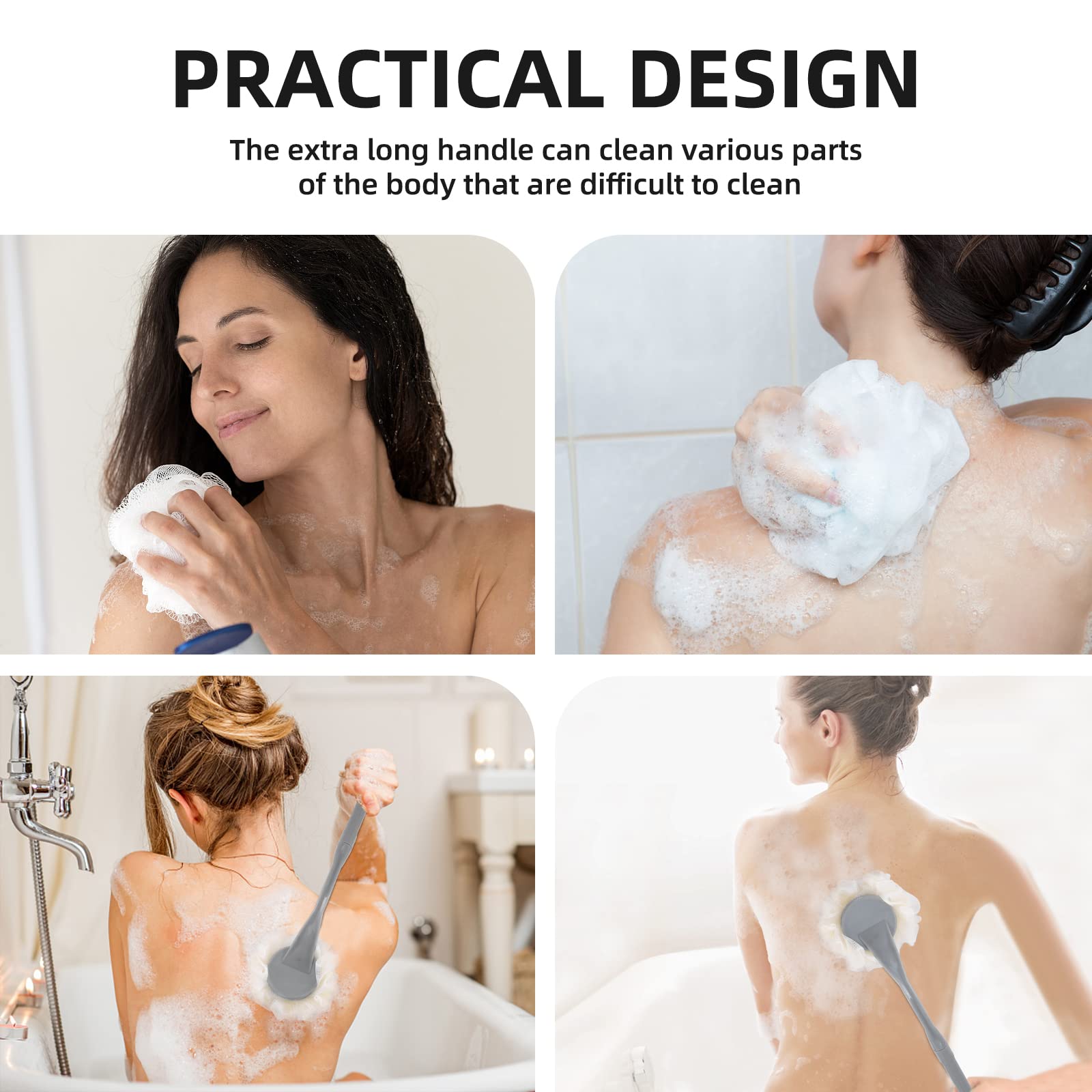 BTideas Uso cómodo para espalda, piernas y codos durante la ducha.