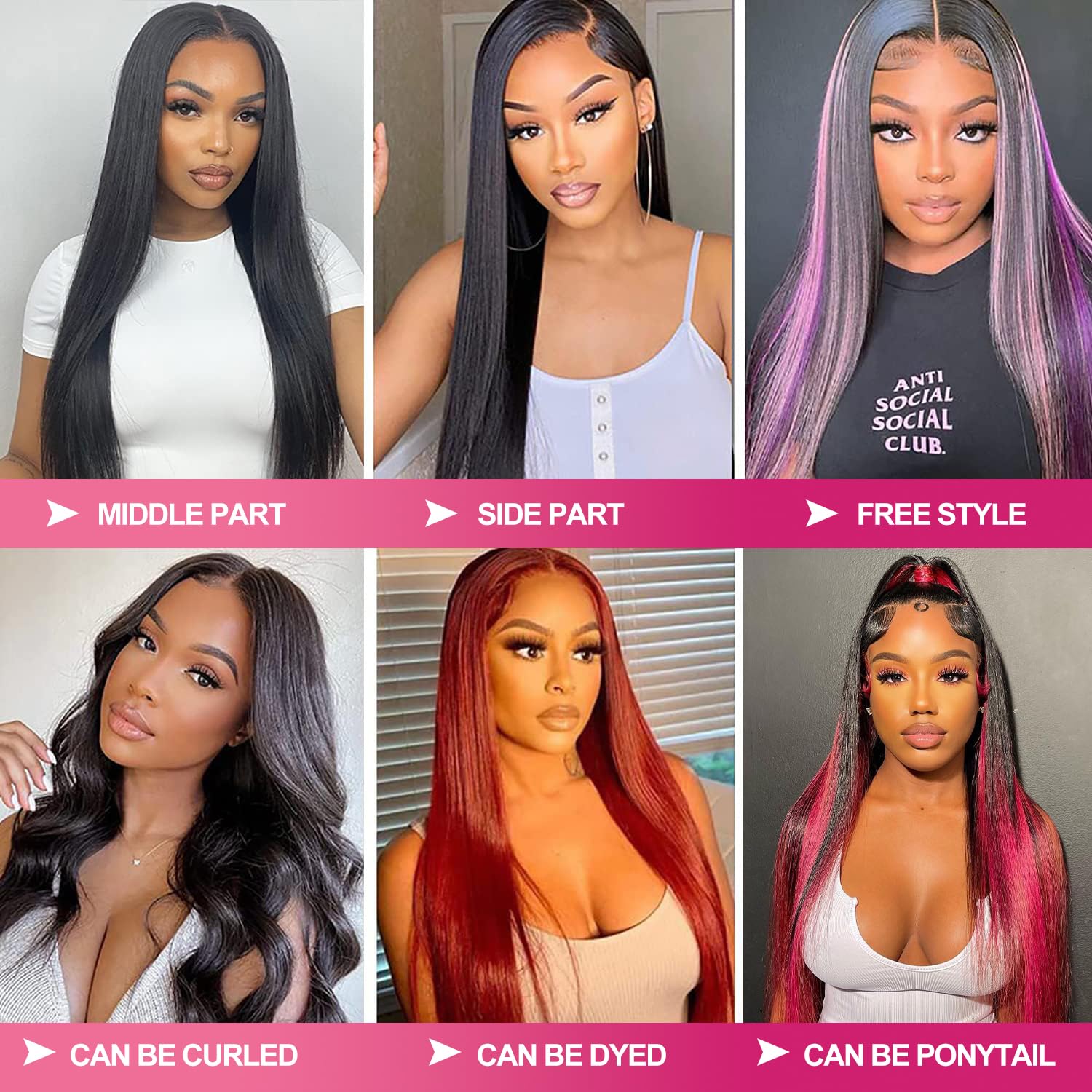 Btomar versatile straight wig for daily wear or special occasions
