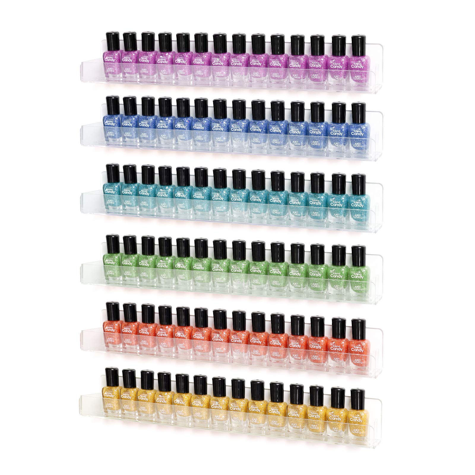 BTremary 15-inch acrylic nail polish rack front view shows easy color selection.