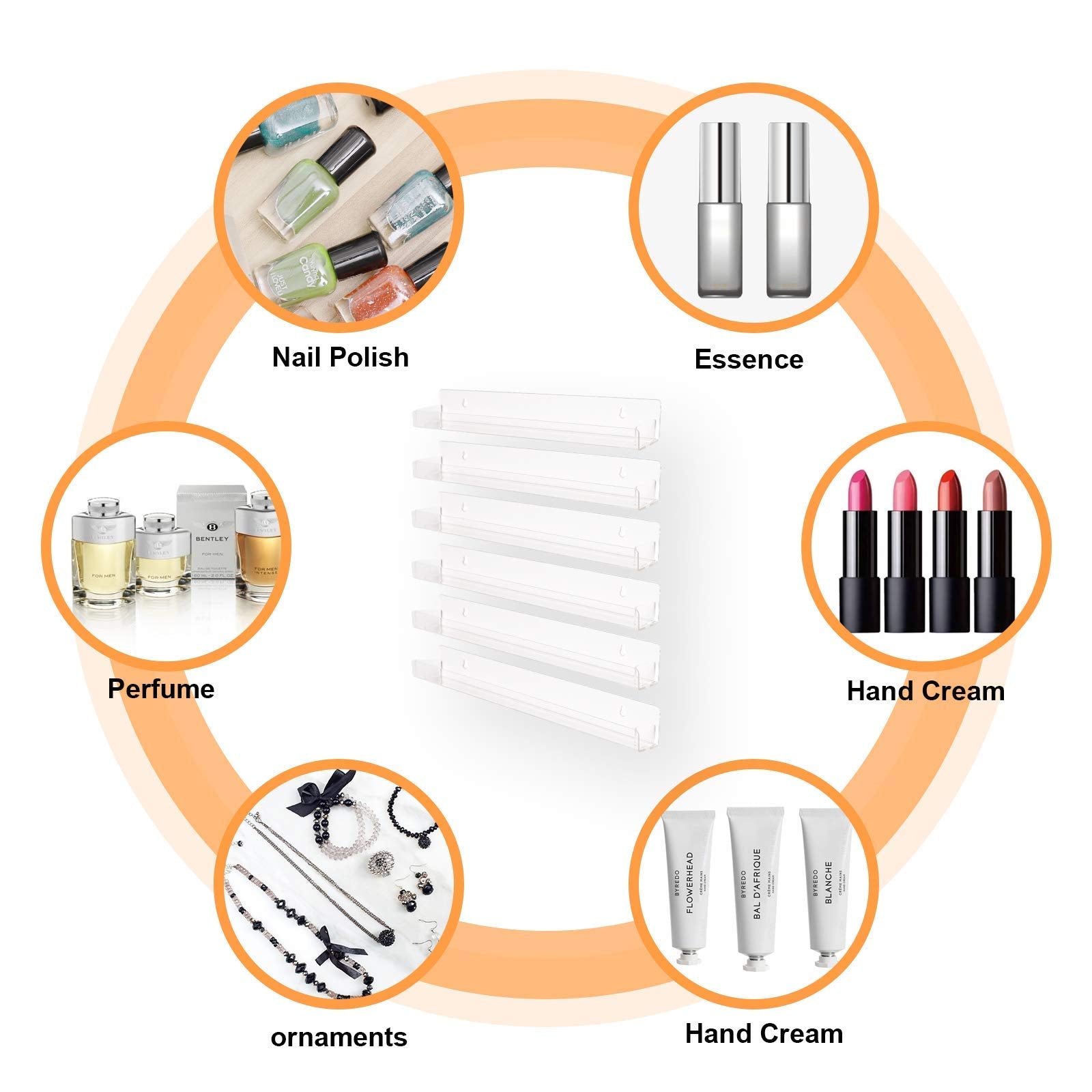 BTremary clear acrylic nail-polish organizer mounted on wall improves visibility.