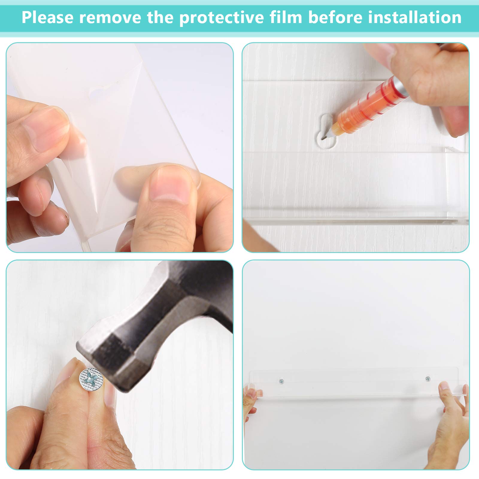 BTremary clear acrylic shelf keeps items visible and accessible.