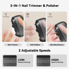BTWOGO 3 in 1 nail polisher with LED light for precise trimming