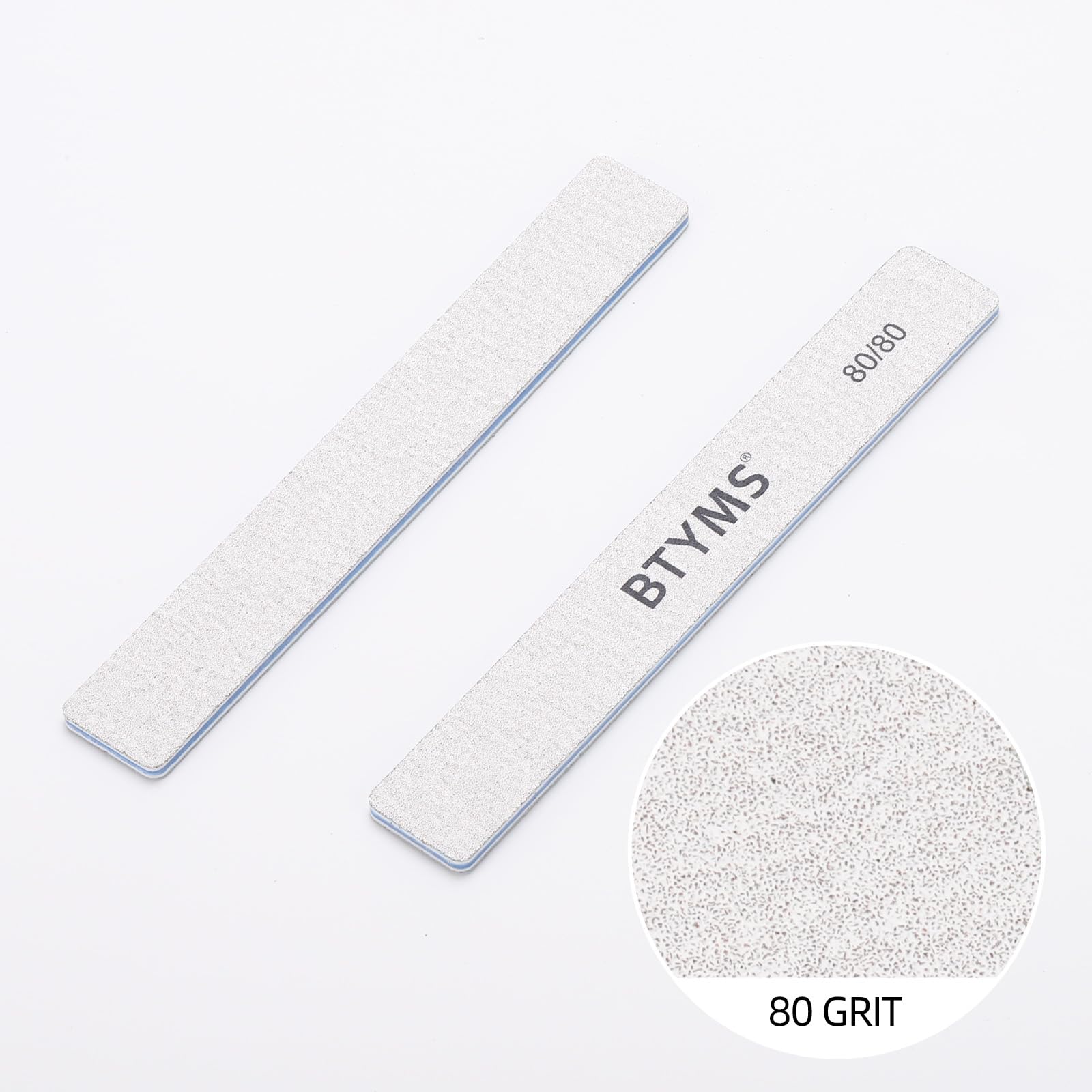 BTYMS 80/80 grit nail file for safe gel or acrylic removal from artificial nails.