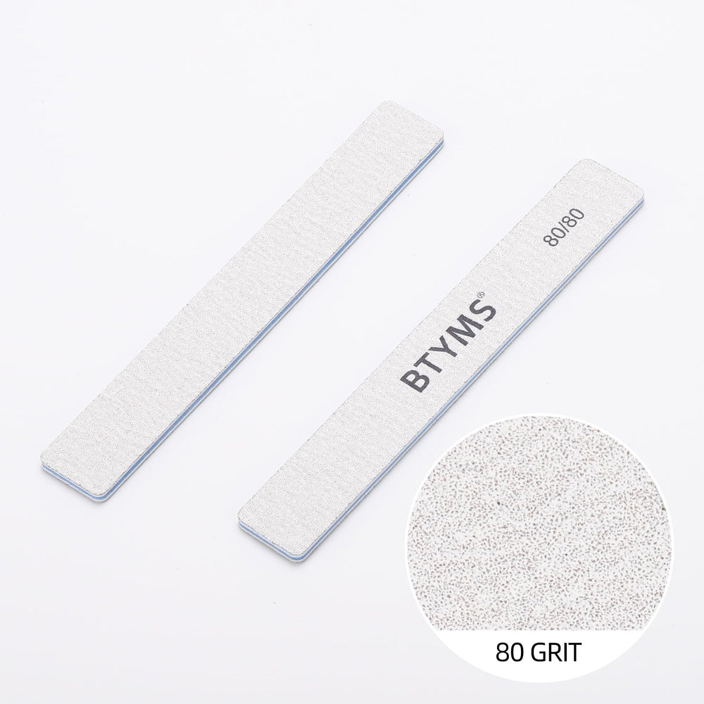 BTYMS 80/80 grit nail file for safe gel or acrylic removal from artificial nails.