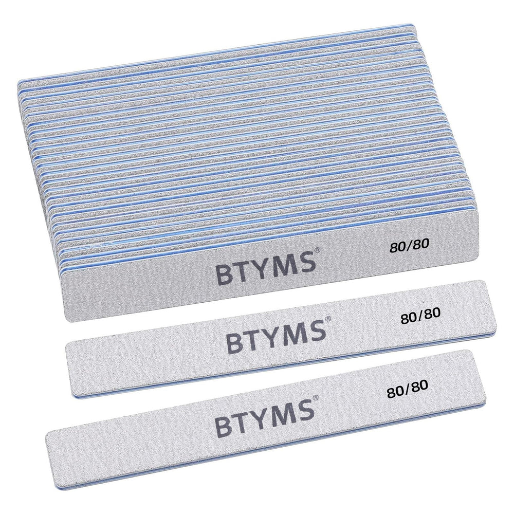 BTYMS 80/80 grit nail file in packaging, ready for fast shaping and length control.