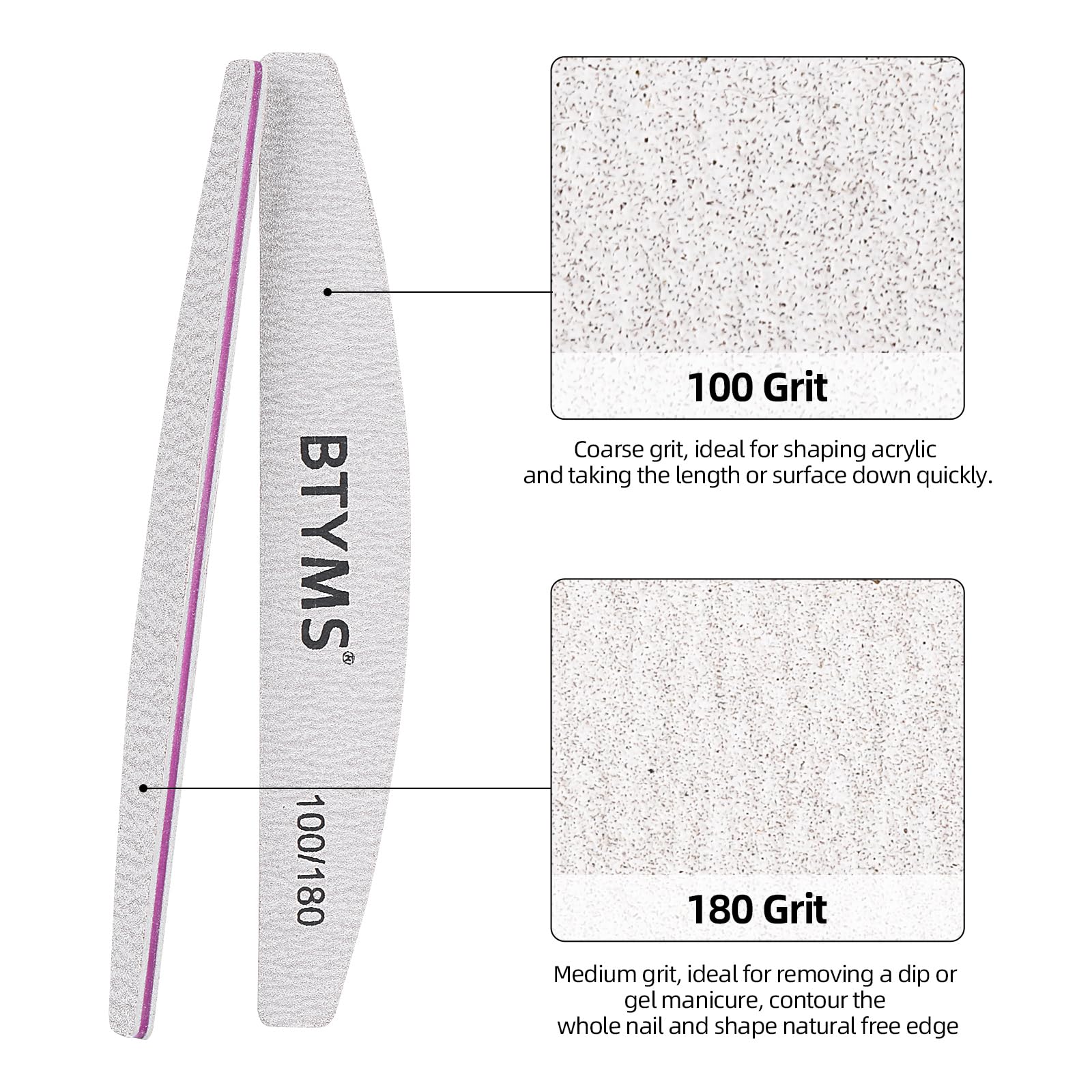 BTYMS acrylic and gel manicure tool for smooth edges and finishes.