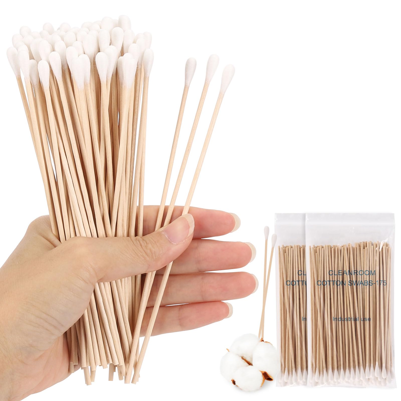 BTYMS cotton swabs use wood sticks for sturdy reach