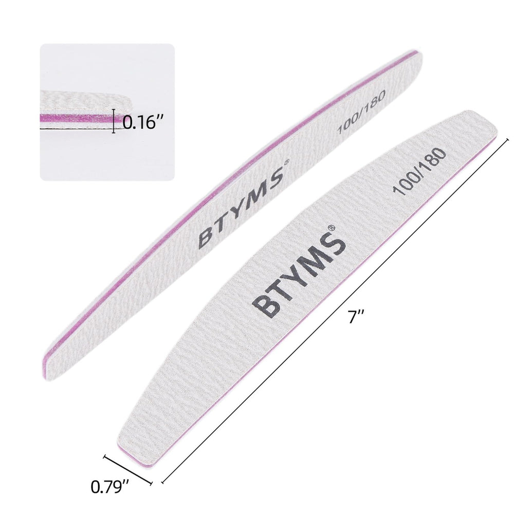BTYMS double-sided emery board close-up highlighting durable grit for refinement.