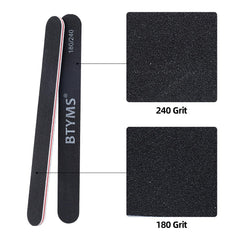 BTYMS double-sided emery boards with 180/240 grit for shaping and finishing.