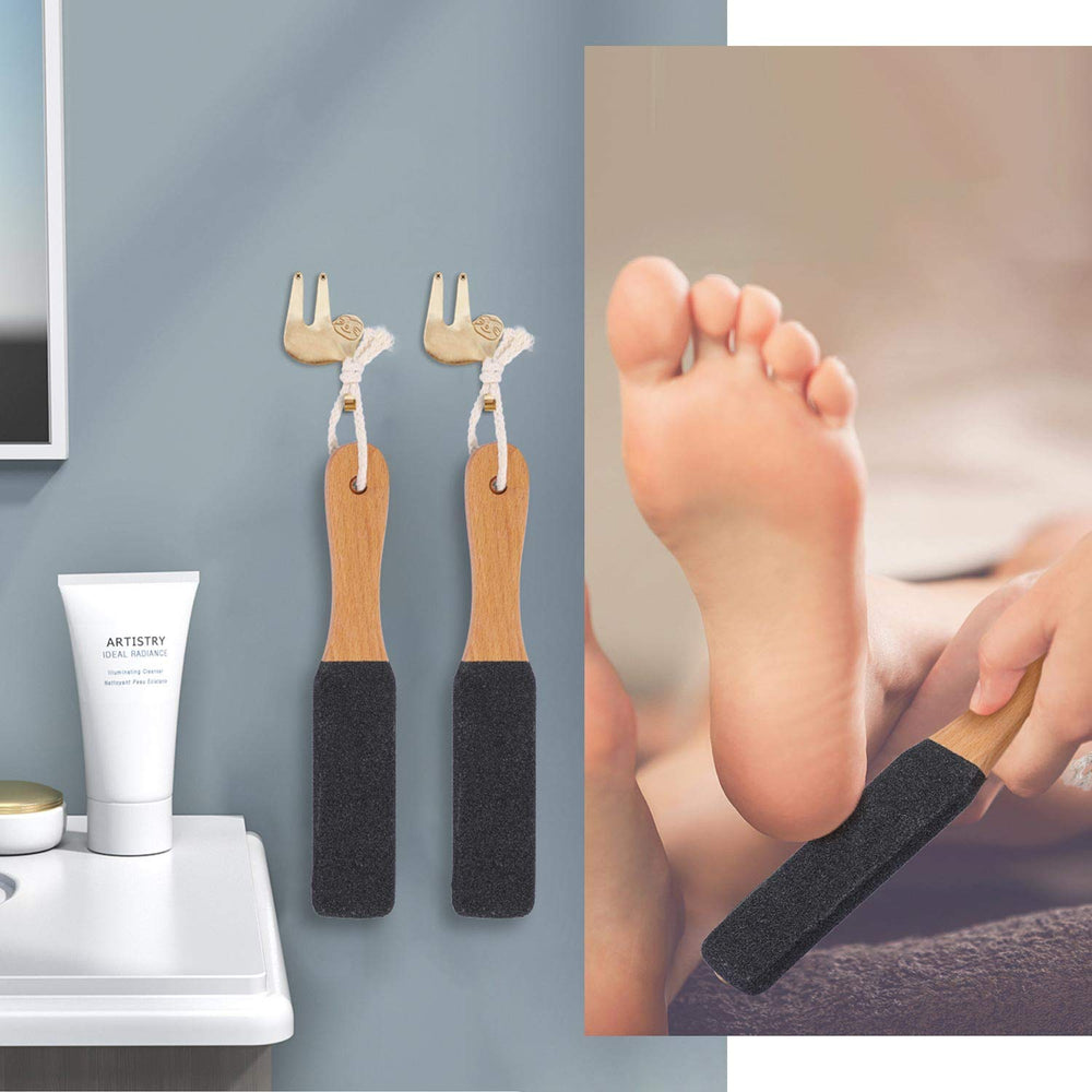 BTYMS foot scrubber in use for smoother heels.