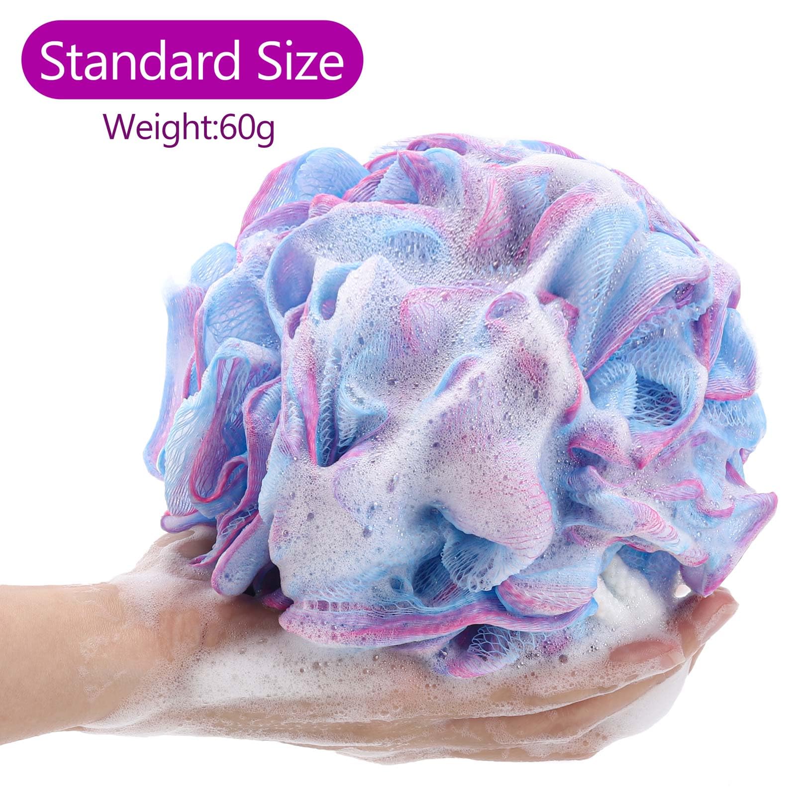 BTYMS esponja Loofah set de 4 en azul favorece la limpieza y espuma