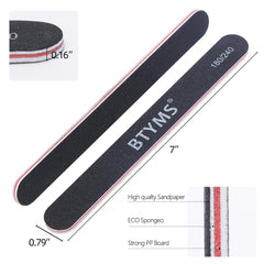 BTYMS close-up of 180 grit nail file for shaping medium-thickness nails.