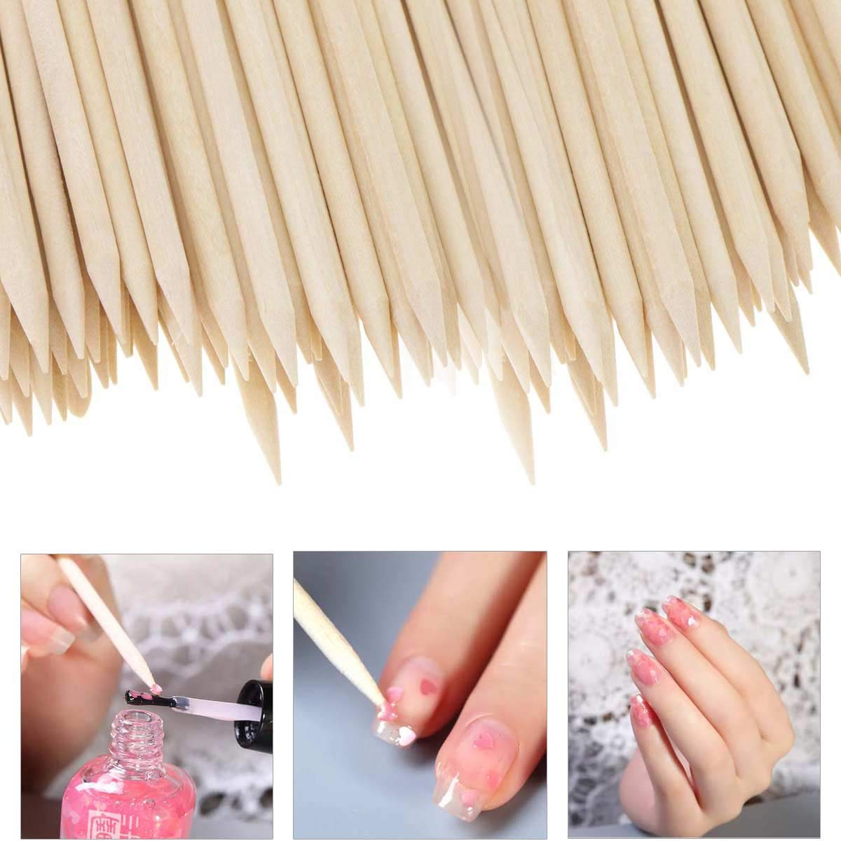 BTYMS orange wood cuticle sticks with smooth finish for DIY nail art.