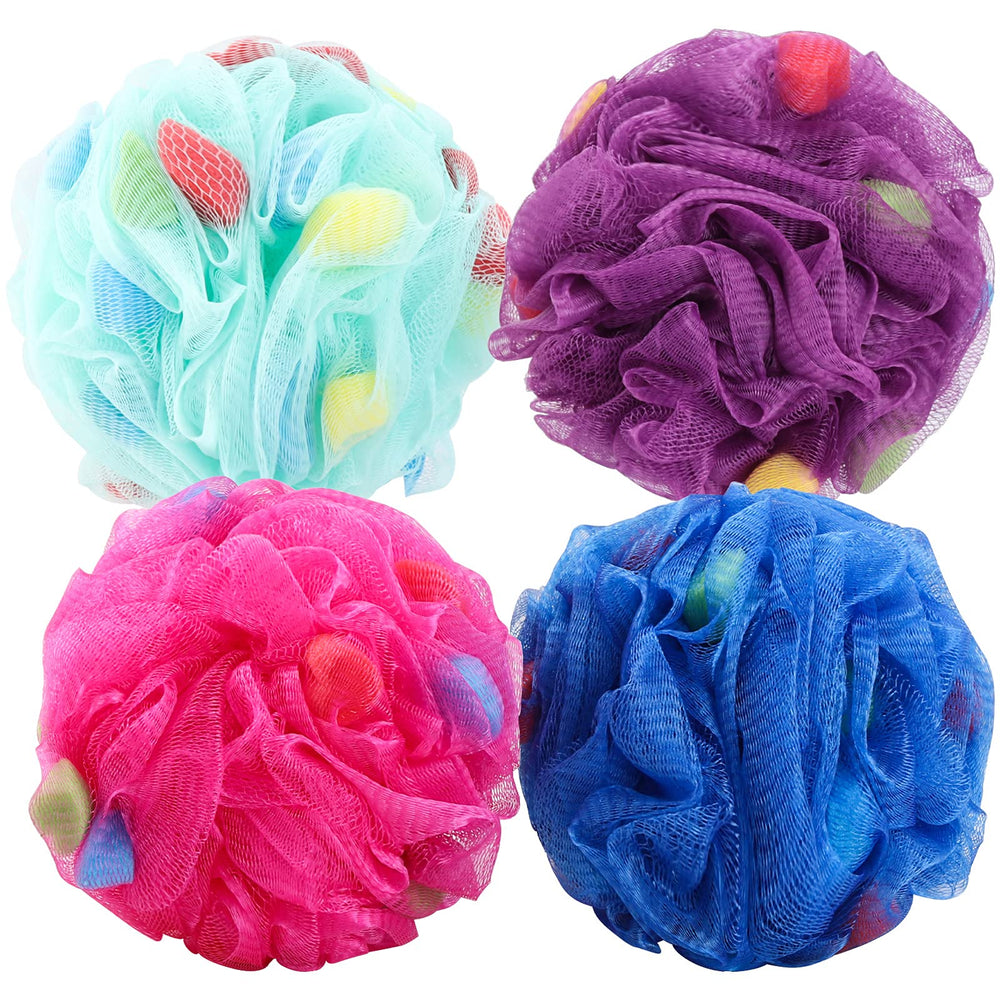 BTYMS Premium Mesh Poufs close-up showing rich foam for gentle cleansing