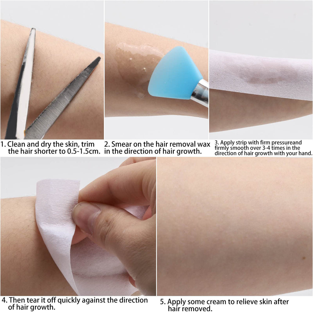 BTYMS strip resists tearing while removing wax from skin.
