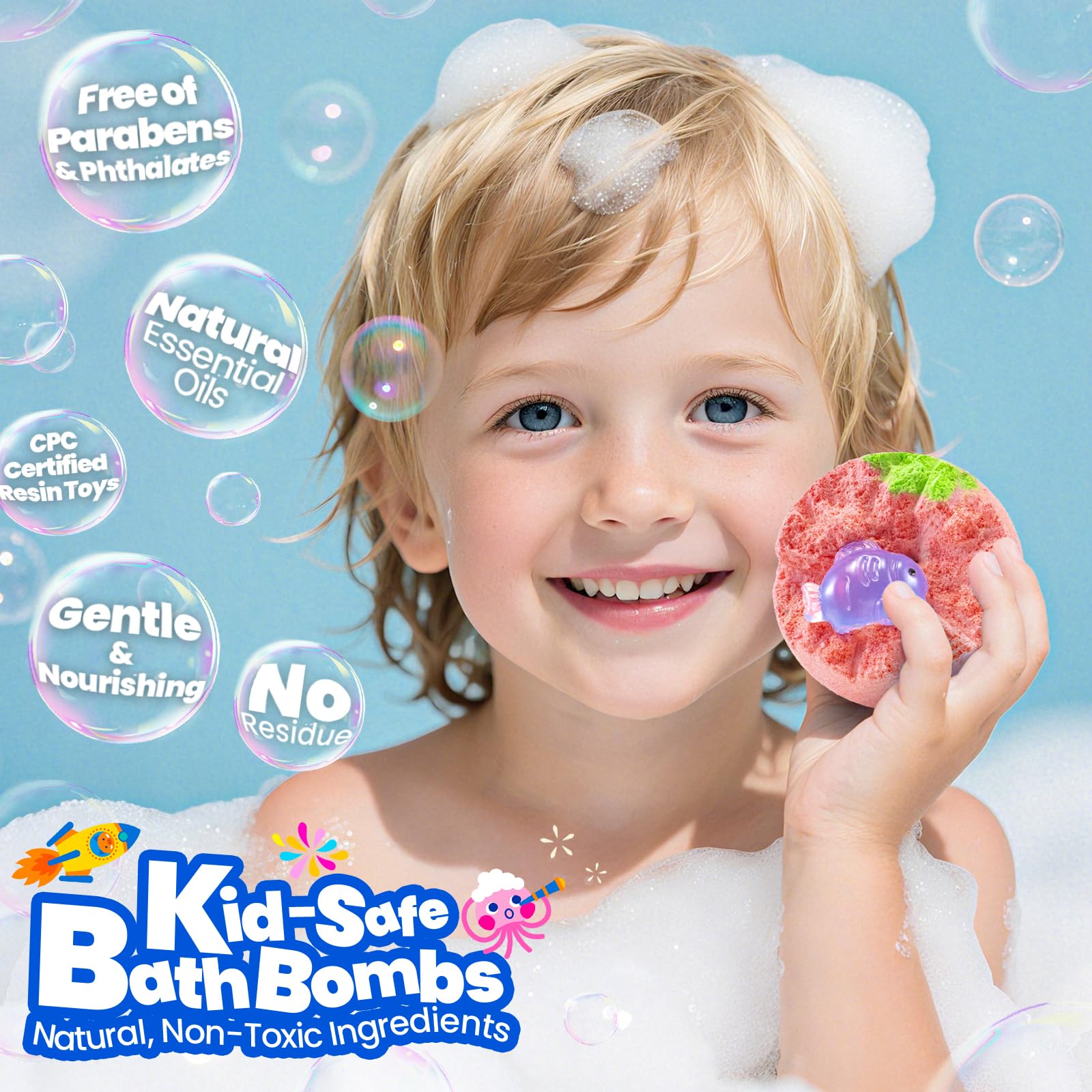 BubbleTail bombas de baño 1-8-pulgadas diseñadas para juego prolongado y burbujas abundantes