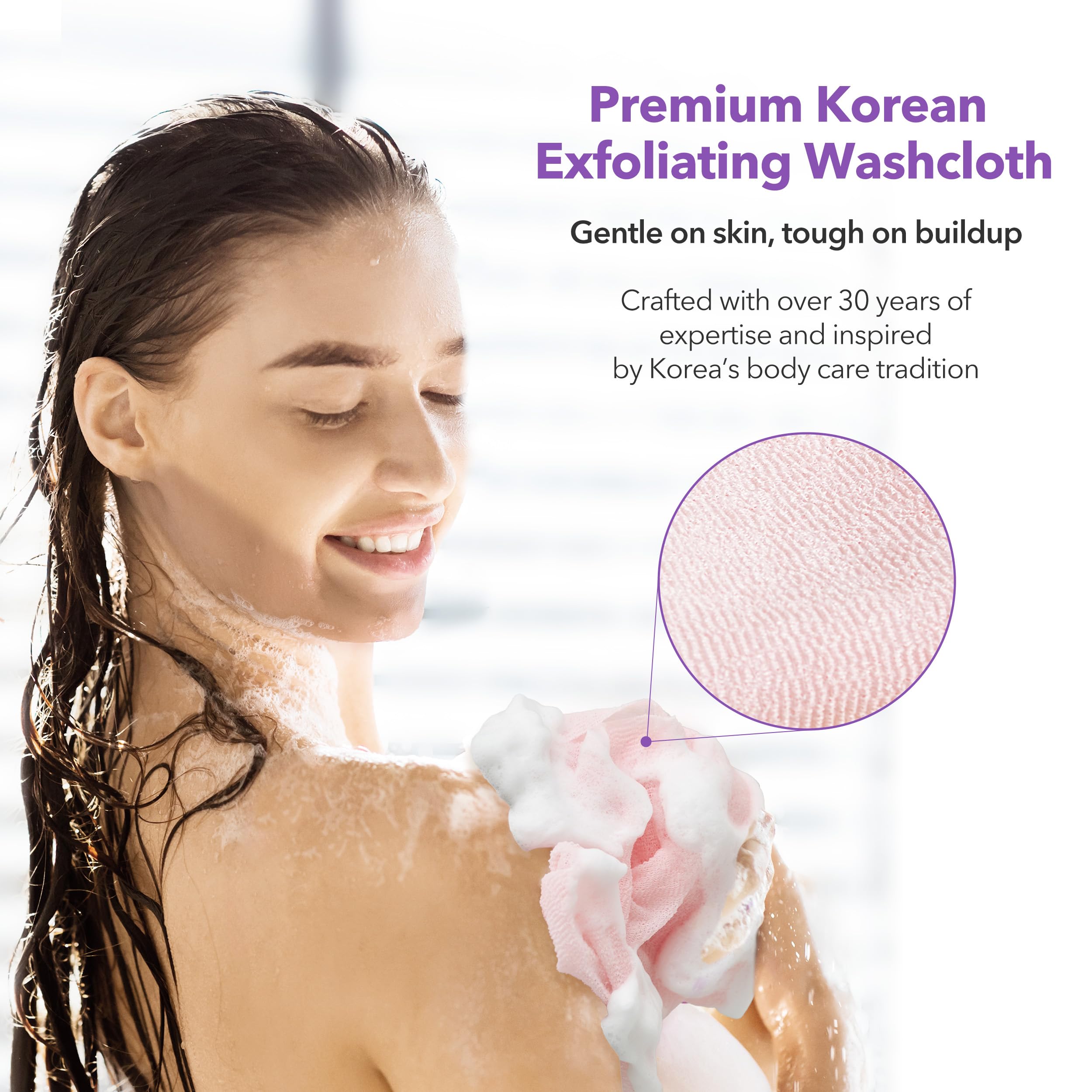 BubblyMe toalla exfoliante ducha-dorso para limpieza de la espalda