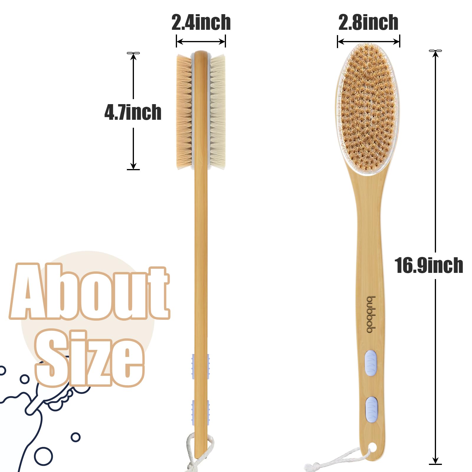 Bubbob con dos caras de cerdas para exfoliación y limpieza eficientes.