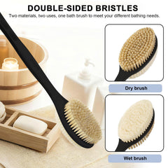Cepillo de espalda Bubbob con dos caras de cerdas para exfoliar suave.