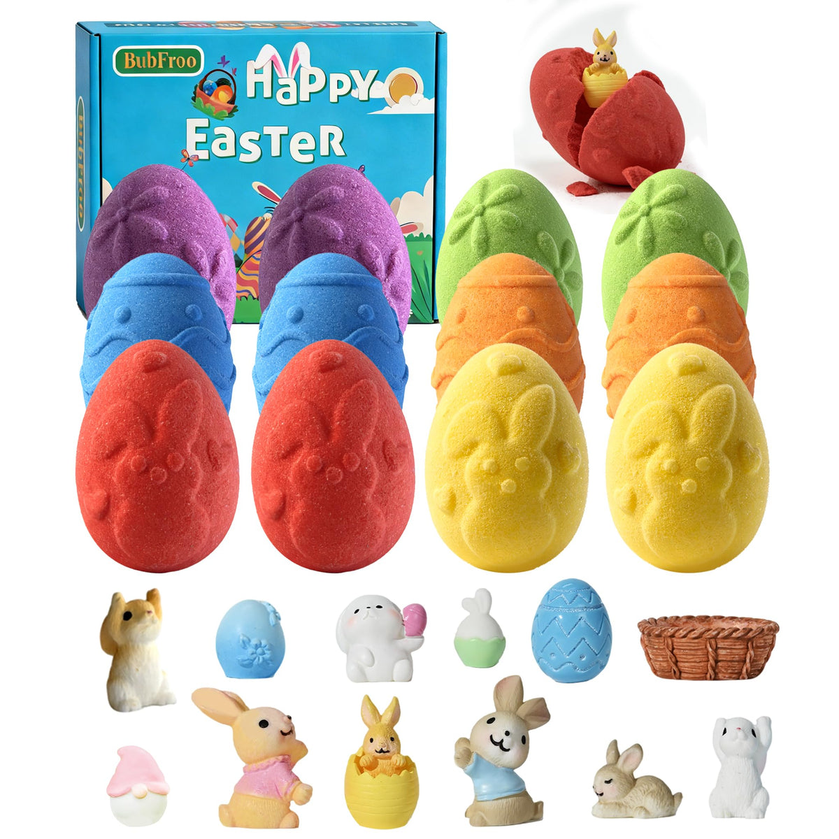 BubFroo Easter Egg Bath Bomb packaging, gift-ready design.