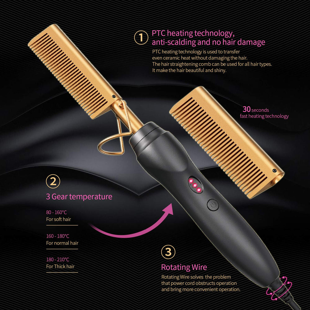 Budigl heat press comb in 1-in-1 design for versatile styling