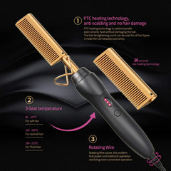 Budigl heat press comb in 1-in-1 design for versatile styling