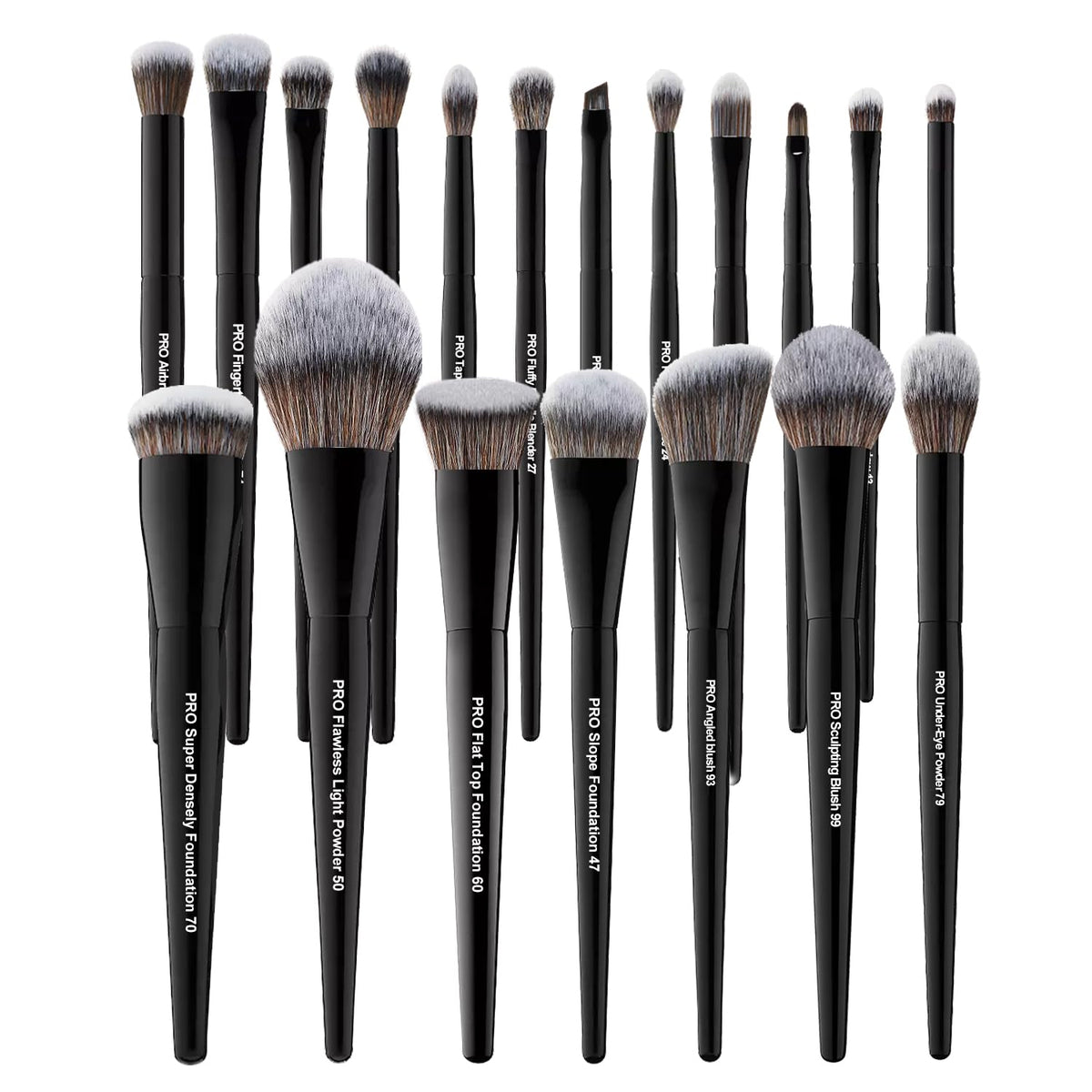 Bueart Design 19Pcs makeup brush set with labeled tools for versatile looks
