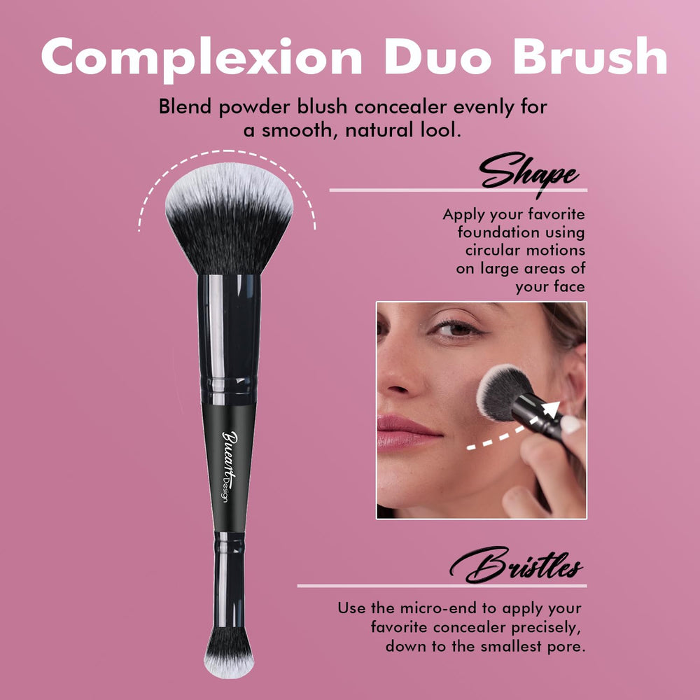 Bueart Design Complexion Duo Brush concealer tip for targeted blemish concealment