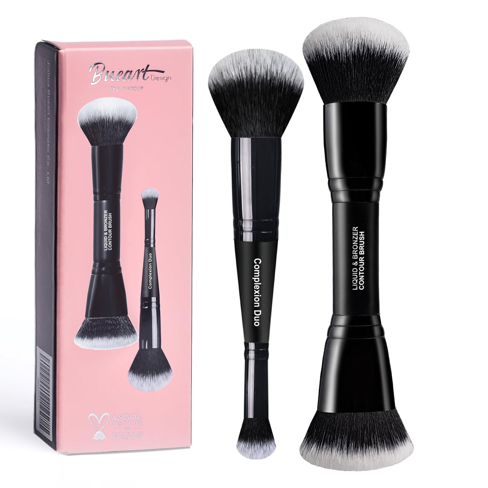 Bueart Design Complexion Duo Brush durable wooden handle and easy cleaning