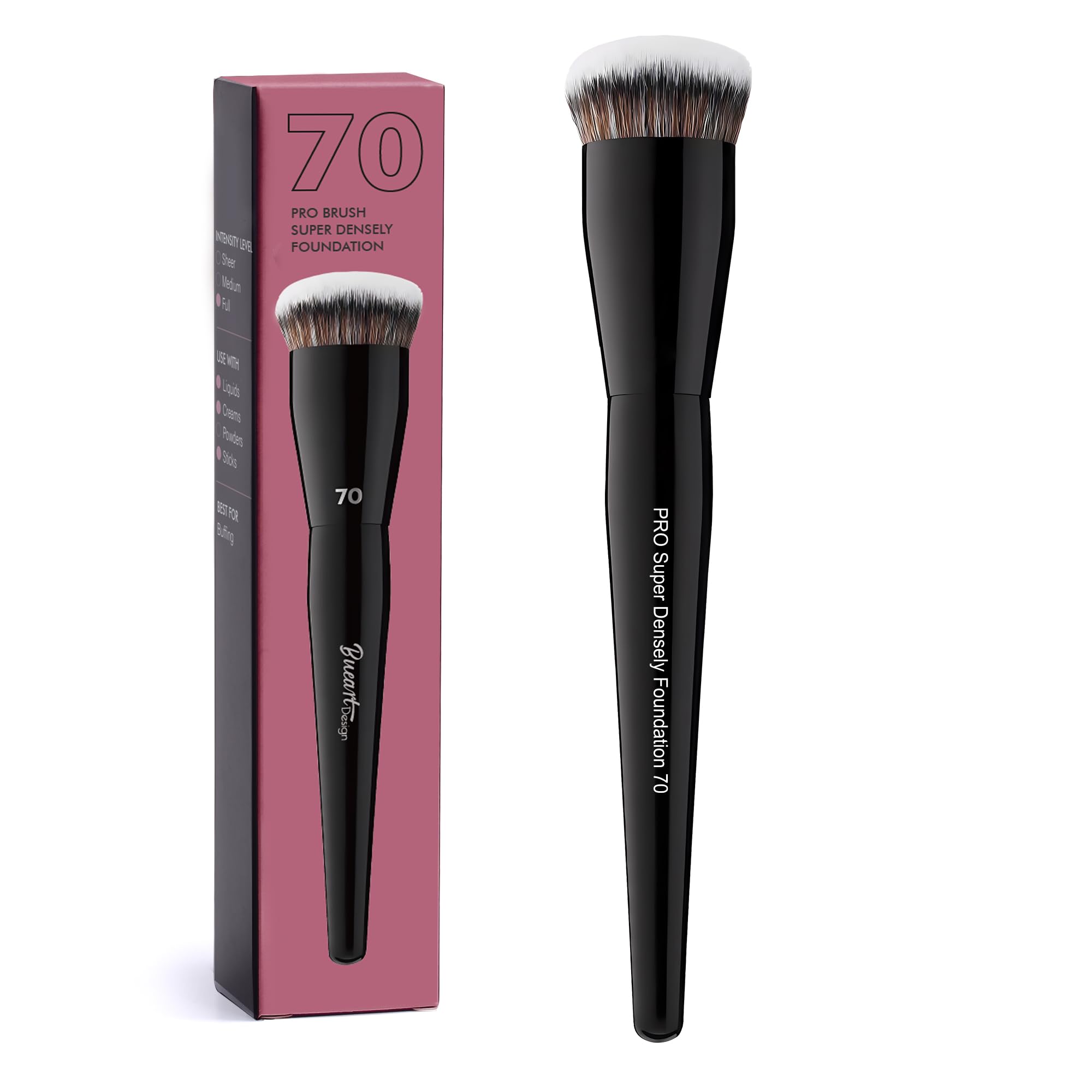 Bueart Design head-closeup of the professional dense buffing brush for even foundation