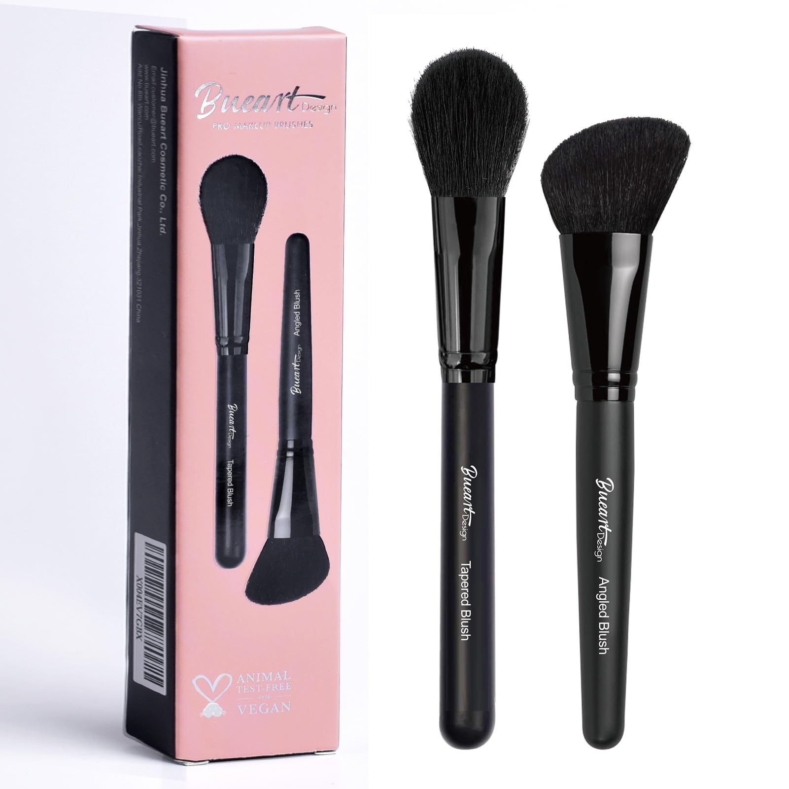 Bueart Design tapered blush brush close-up for precise apples-of-cheek application