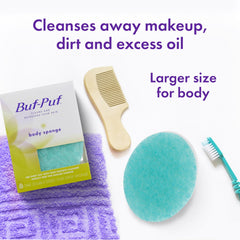 Buf-Puf white side cleanses skin with a smooth, thorough cleanse