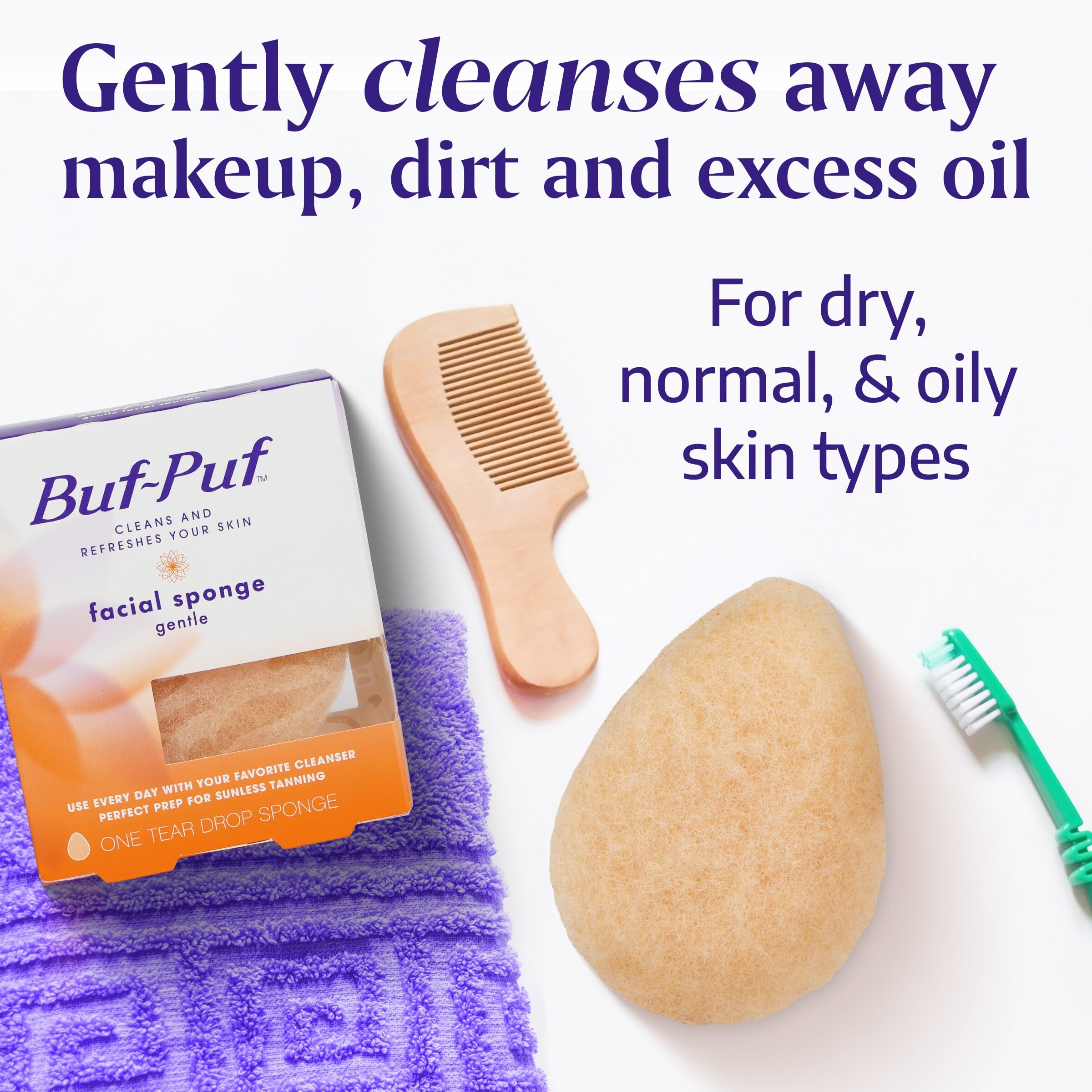 Buf-Puf deep-cleanse action on skin removing makeup and dirt