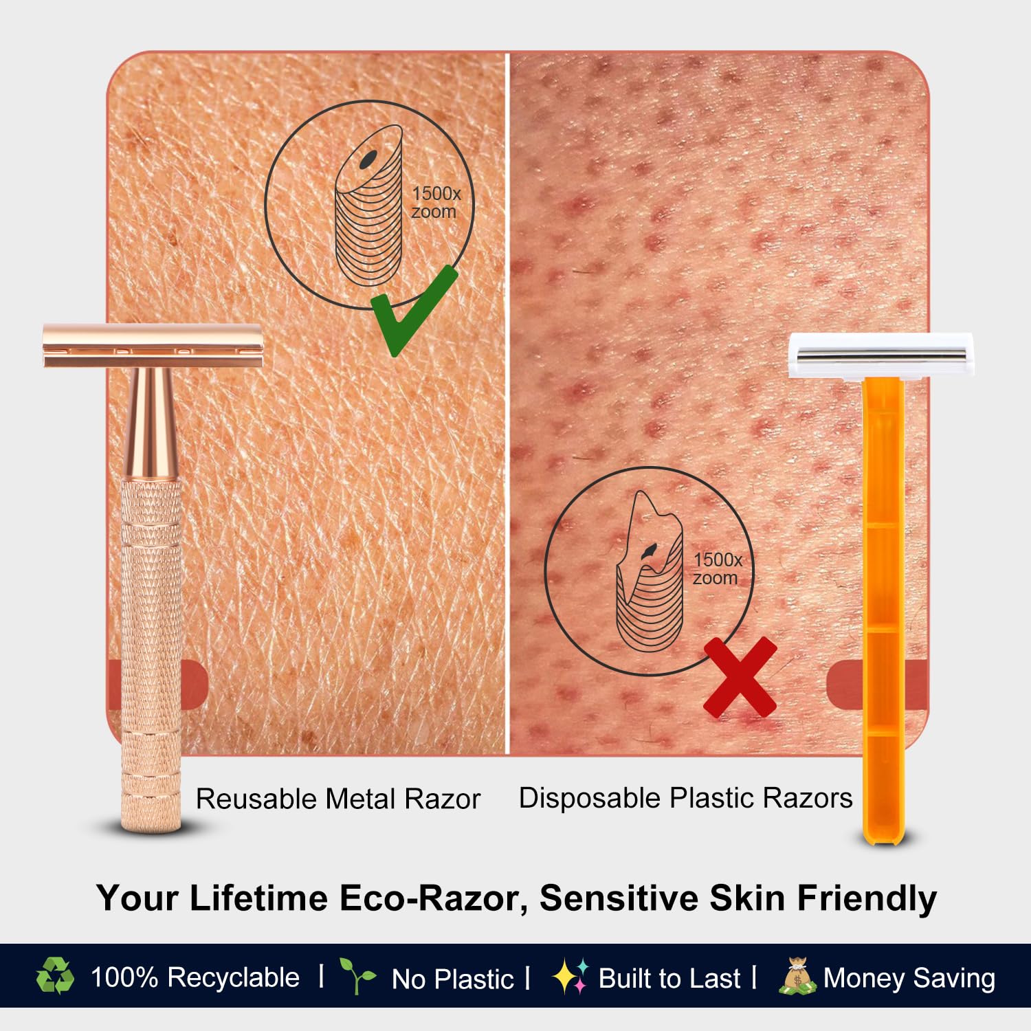 Bulimica eco-friendly metal safety razor pack emphasizing long lasting reusability