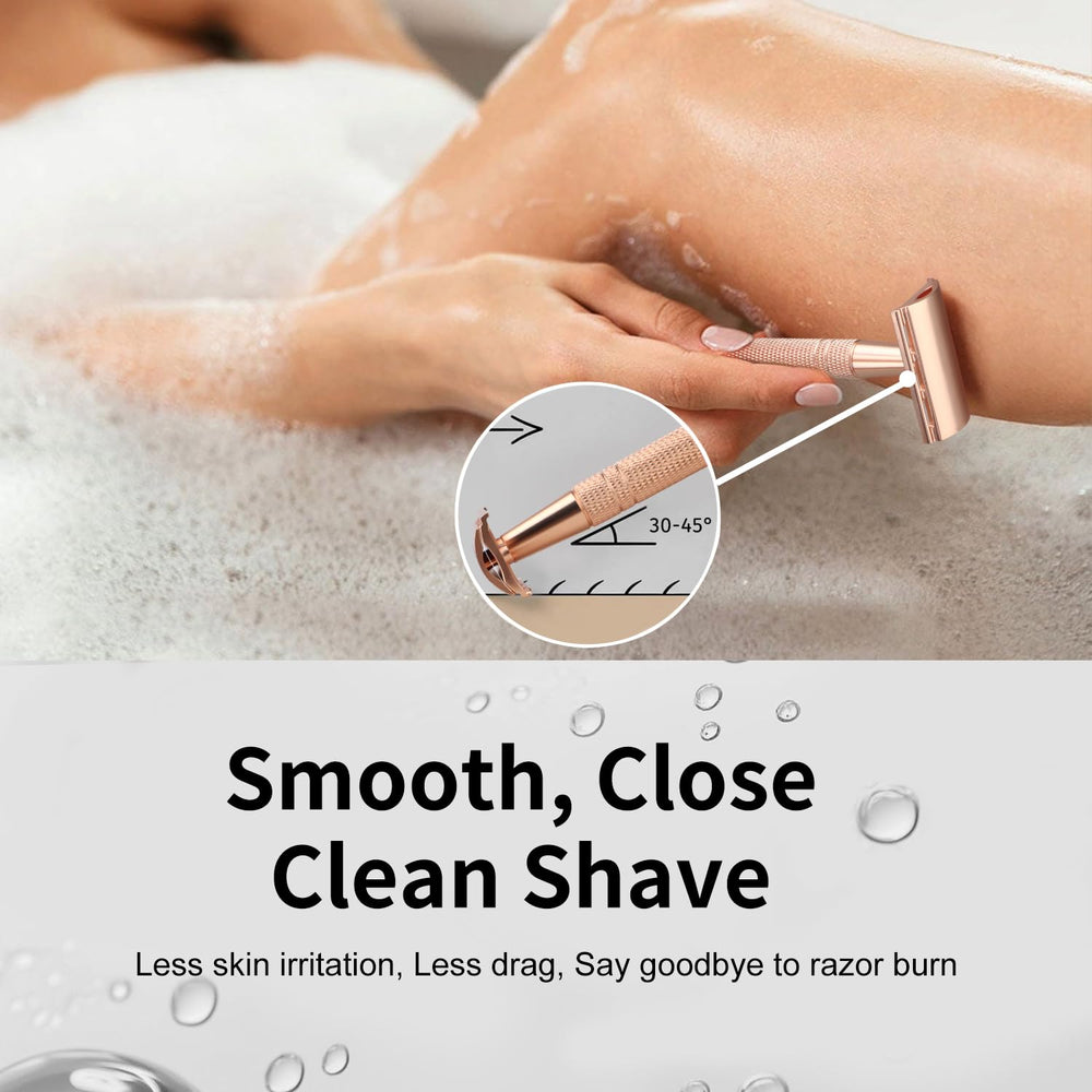 Bulimica safety razor head detail showing closed comb design for smooth glide