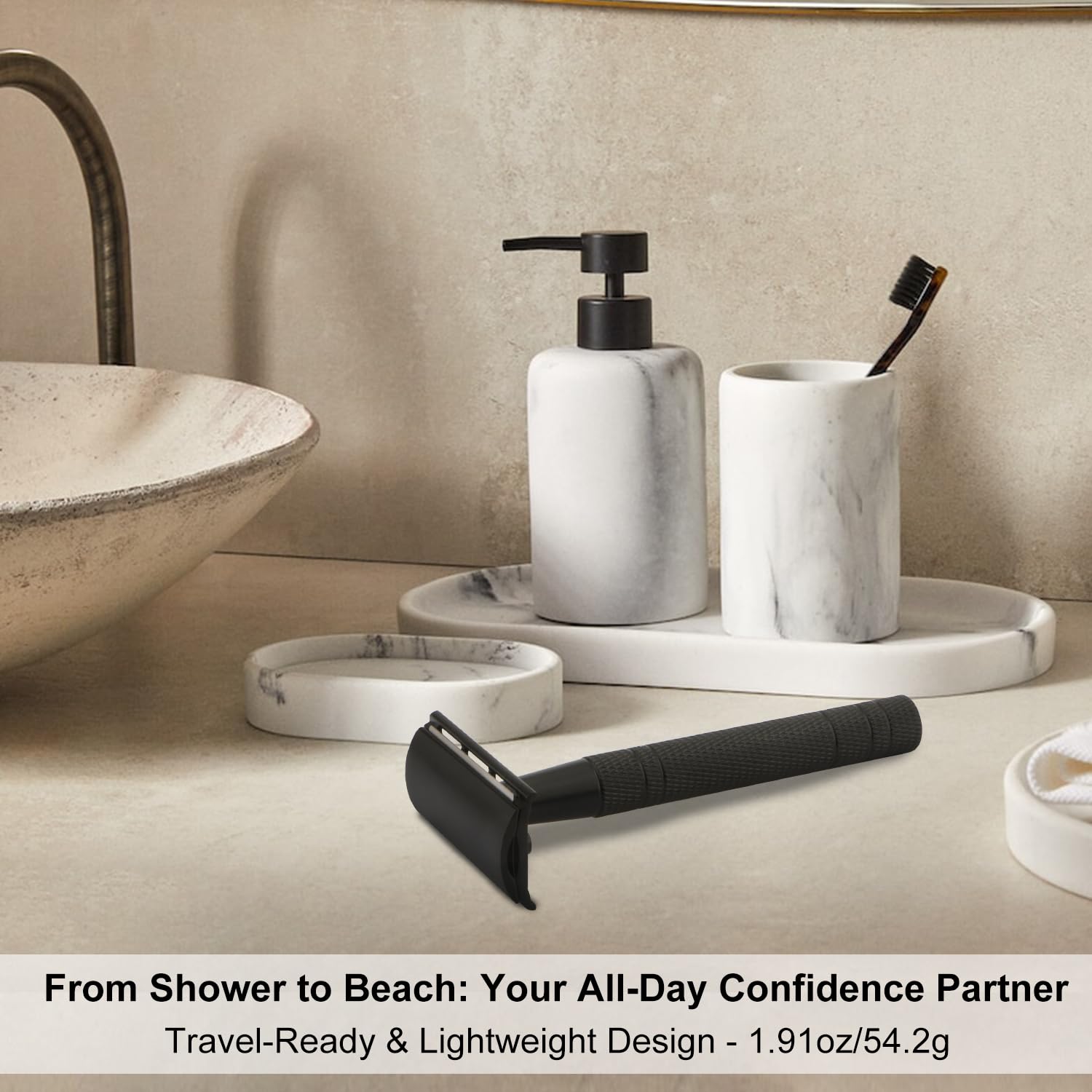 BULIMICA non-slip grip ensures steady handling during wet shaving