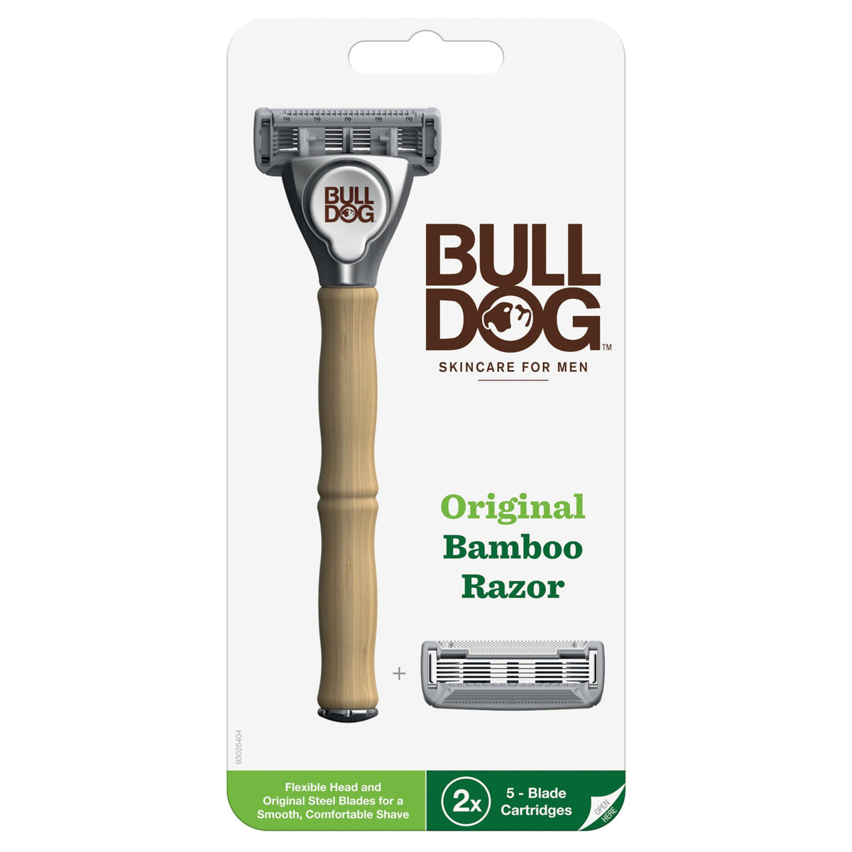 Bulldog bamboo razor handle close-up highlighting natural material and eco friendly design